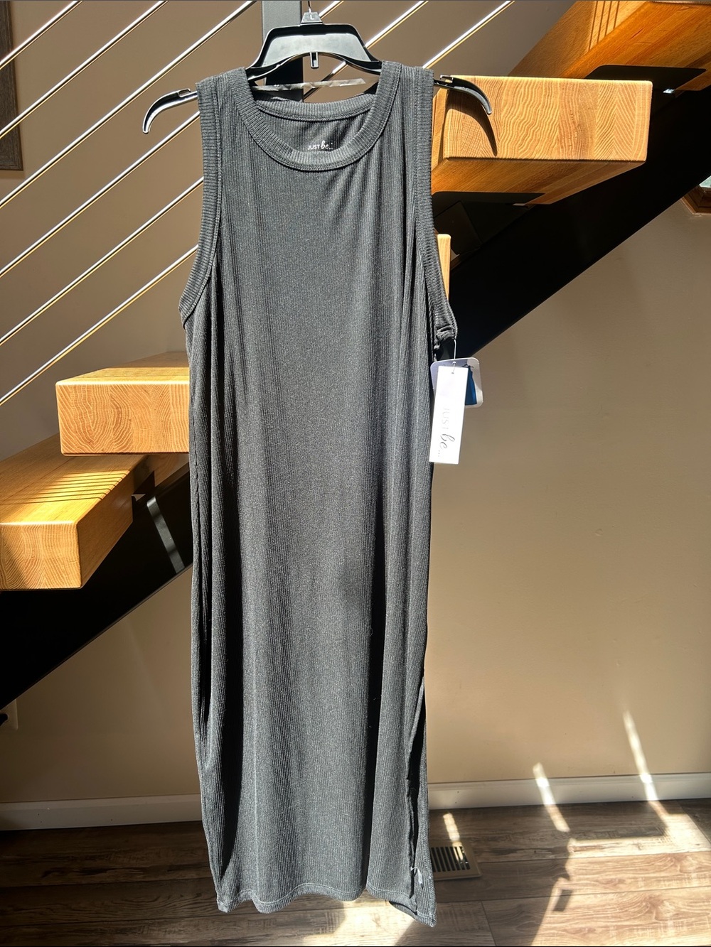 just be Black Sleeveless Maxi Dress with Side Slits